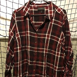 Lane Bryant maroon plaid button down